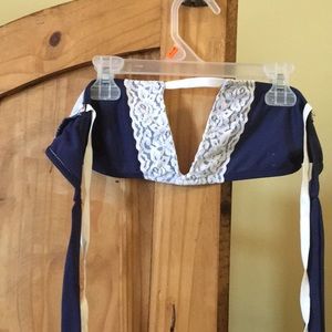 Sexy blue and lace bikini top